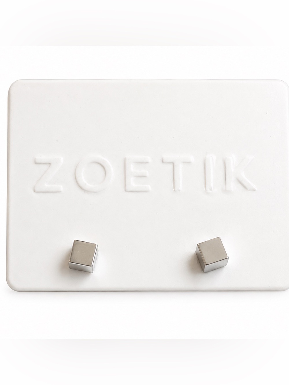 ZOETIK Silver Tone Cube Stud Earrings Minimalist Geometric Modern Square Studs